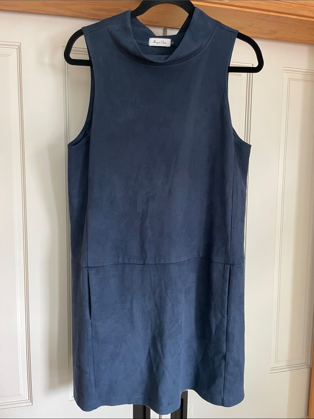 Morgan Claire Sleeveless Faux-Suede Navy Tunic Top Size L